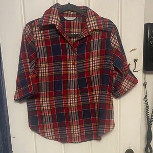 Red and Blue Plaid Button-Up Shirt (vintage)